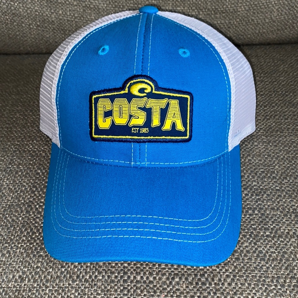 ⚡️NWT⚡️ Costa Del Mar Cape Trucker Costa Blue/White hat, mesh back adjus…